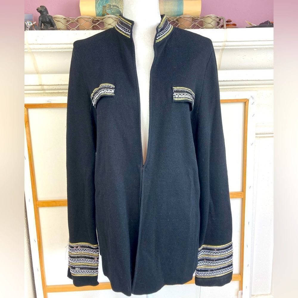 Chicos Elegant sweater Jacket w/ embroidery & beading